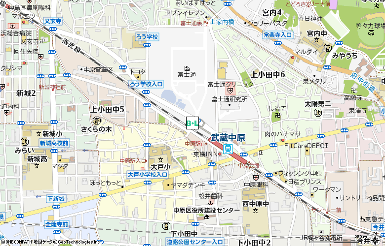 銀座メガネコンタクト　武蔵中原店付近の地図